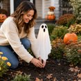 thumbnail image 4 of Outdoor Halloween Decorations, Halloween Decorations Outdoor Ghosts Pathway Lights, White Cloth Ghost With White Light Up Yard Stakes for Graveyard Yard Lawn Garden Prop, Party Decor Supplies, A, 4 of 7