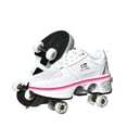 thumbnail image 1 of KOFUBOKE Zapatos de patín con ruedas con deformación LED, zapatos para caminar de doble hilera con ruedas invisibles, polea extraíble 2 en 1, patinaje Parkour (parte superior baja blanca con luz 8), 1 of 5