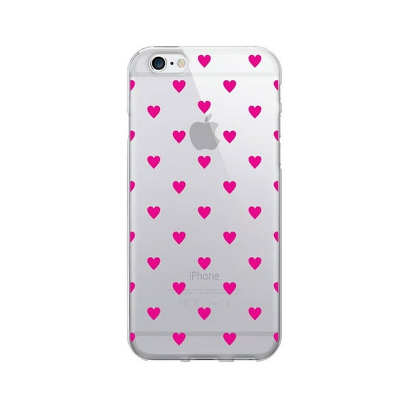 OTM Prints Clear Phone Case, Dotty Magenta Hearts iPhone 6 Plus/7 Plus