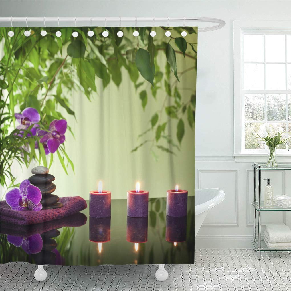 Yusdecor Purple Spring Spa Still Life Zen Stones Aromatic Candles Bathroom Decor Bath Shower Curtain 66x72 Inch Walmart Canada