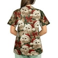thumbnail image 6 of Garbnen Christmas Scrubs Top V Neck Short Sleeve Womens Dressy Tops Thanksgiving Holiday Nurse Working Uniforms with Pockets S-5XL, 6 of 6