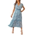 thumbnail image 1 of Vestido Maxi Bohemio Floral con Escote en V y Cruzado PRETTYGARDEN Talla Grande, 1 of 6