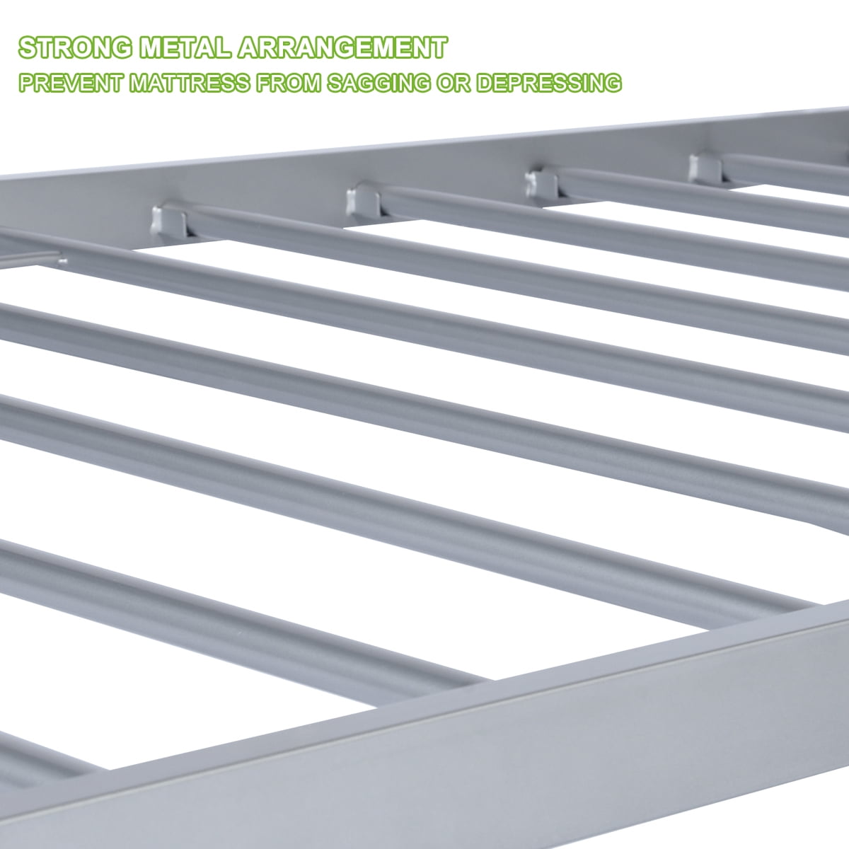 Geniqua Twin Size Bed Frame Steel Silver Foundation Classic Headboard Footboard Foundation Tool Free No Box Spring Needed