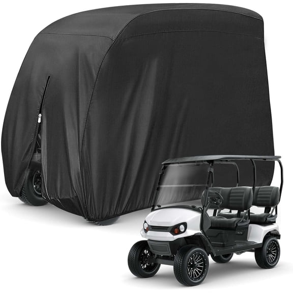 JINLONG 4-Passenger 420D Waterproof Golf Cart Cover, Sunproof & Dustproof, Fits EZGO, Club Car, Yamaha