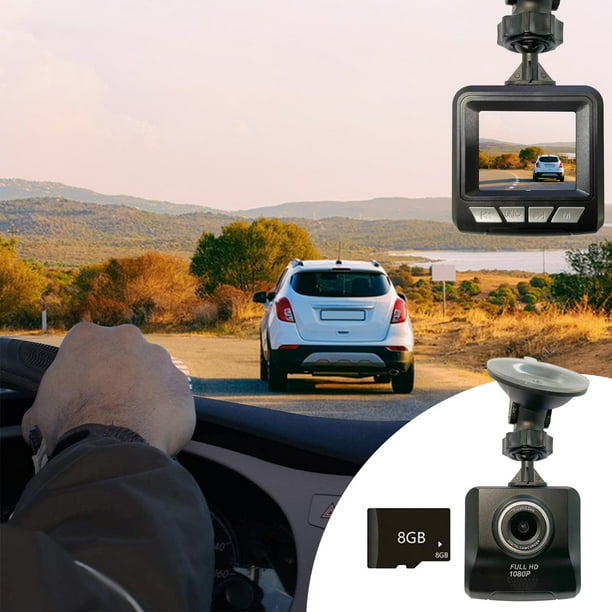 Grabadora de coche Dash Cam 720P HD Video | Grabación en bucle | Tarjeta de 8 GB incluida | Cámara de salpicadero para coches | Preservación de Evidencia | Montaje en parabrisas | Diseño compacto