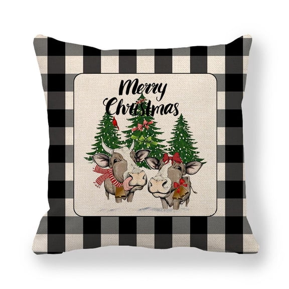 HILOGEL Christmas Pillowcase Linen Throw Pillow for Case Home Decorations Xmas New Year Cushion Cover Farmhouse for Couch Sofa