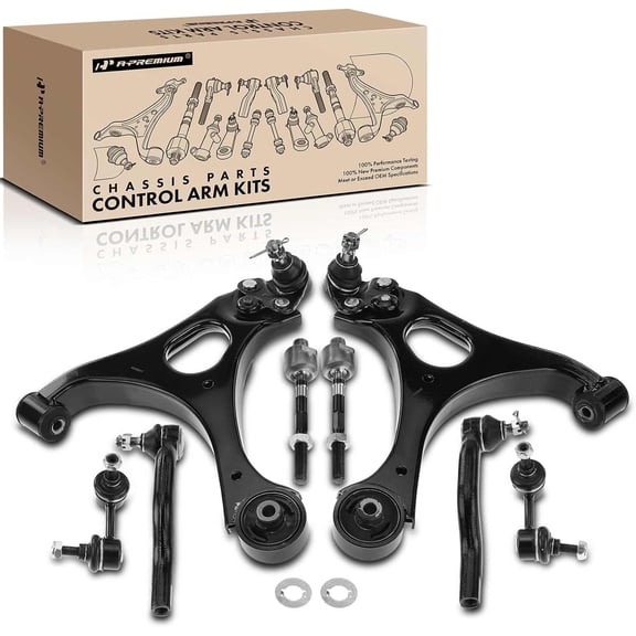 A-Premium 8Pcs Front Suspension Kit Lower Control Arm and Ball Joint Assembly Tie Rod End Sway Bar Link Compatible with Honda Civic 2006-2011 1.8L