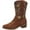 Light-brown, variant on Womens Sunflower Embroidered Low Chunky Heel Mid Calf Boots Fashion Square Toe Pull On Cowboy Cowgirl Boots Winter Walking Western Boots