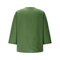 thumbnail image 4 of SuTry Girls 3/4 Sleeve Blouses Linen Button down V Neck Trendy Solid Loose Tops for Mild Weather Linen Material Breathability(Green,9 Years), 4 of 8