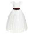 thumbnail image 2 of Ekidsbridal Girl Wedding Flower Girl Dress - Ivory Cap Sleeves V-Back Lace with Tiebow 622T-A (Size: 2-10), 2 of 3