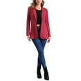 thumbnail image 2 of INSPIRAR CHIC Blazer de mujer con cuello de solapa, un botón, chaqueta de traje de ante sintético XS roja, 2 of 6