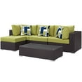 thumbnail image 2 of Modway Convene 5 Piece Outdoor Patio Sectional Set in Espresso Peridot, 2 of 6