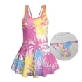 thumbnail image 4 of Uorisanigo Swimsuit One Piece for Kids Size 3-4 Polyester and Spandex Beach Swim Dress Modest Bathing Suit Swimwear Beach Sport, Pink Palm Tree, 4 of 6