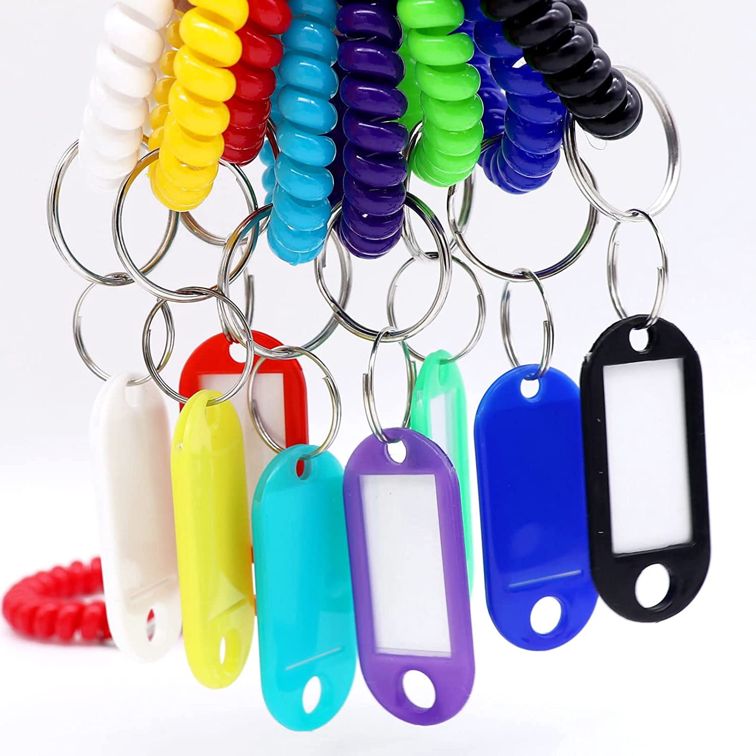 Key Ring Bracelet Coil Wristbands Key Tags With Labels 48 Counts Stretchable Wristband Tough Key Ring Bracelet Key Tags With Window Labels Tags Wristband Keychain For School Office Gym Indoor Outdoor
