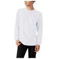 thumbnail image 5 of PEASKJP T-Shirt à Manches Longues Col Rond Couleur Unie for Hommes (Blanc, m), 5 of 5