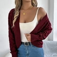thumbnail image 7 of Ediodpoh Cardigan for Women Knit Cardigan Long Sleeve Open Front Lace Hollow Out Boho Sweater Short Coat Fall Winter Red XL, 7 of 7