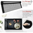 thumbnail image 3 of 20.5" x 13" Roll Up Dish Drying Rack Silicone Wrapped Over The Sink Dish Drying Rack Multipurpose Foldable Sink Drying Mat, Heat-Resistant & Anti-Rust Dish Rack for Kitchen Sink, Large, Black, 3 of 10