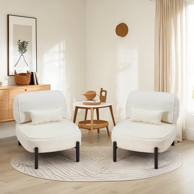 YODOLLA Ensemble de 2 Chaises d'Appoint pour Salon, Ensemble de Chaises d'Appoint Modernes du Milieu du Siècle, Chaise de Lecture pour Chambre, Blanc