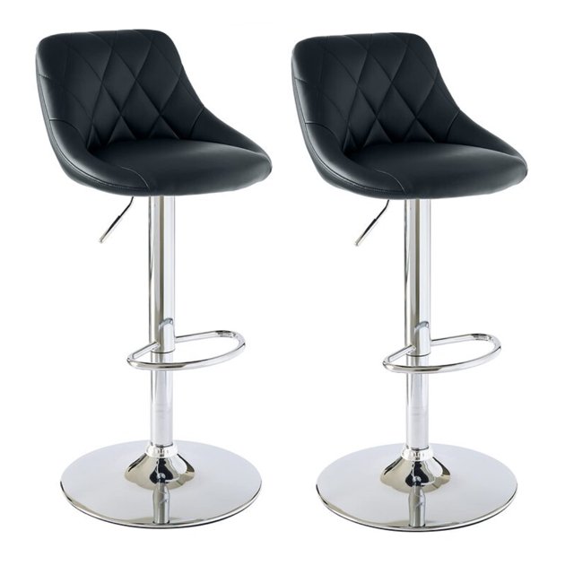 Bronte Living Leatherette Bar Stool 360 Swivel High Backrest Adjustable Height Base with Hard Floor Protection Plastic - Series Janice - Set of 2
