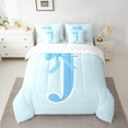 thumbnail image 3 of Manfei Bow Initial Letter J 7pcs Bedding Comforter Set,Kawaii Bowtie Ribbon Queen Bedding Sets,Girls Blue Bowknot Queen Sheet Sets For Princess,Breathable Bedroom Decoration Reversible, 3 of 9