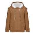 thumbnail image 4 of Women's Solid Color Pullover Hoodie with Drawstring and Side Pockets, French Terry Casual Streetwear Sweatshirt for Lounge Comfort, Daily Wear and Outdoor Activities Coffee L, 4 of 9