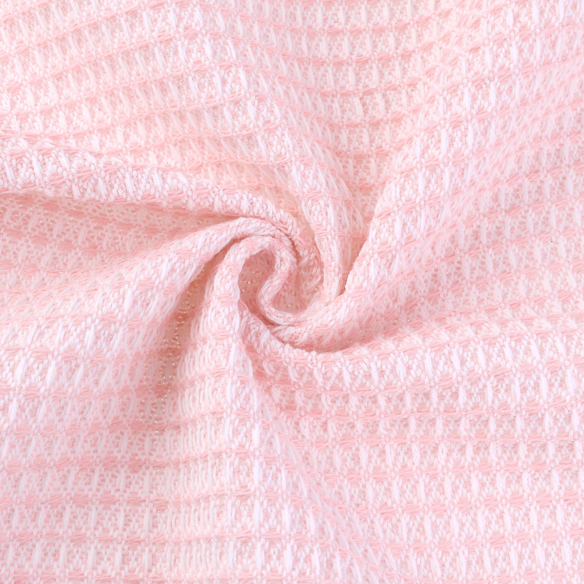 Unique Bargains Rectangle Cotton Linen Table Cover with Tassels for Dining Table Pink 71"x71"