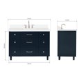 thumbnail image 4 of ARIEL Monroe 49 Inch Single Rectangle Sink Bathroom Vanity With Pure White Quartz Countertop 1.5 Inch Edge In Midnight Blue, 4 of 7