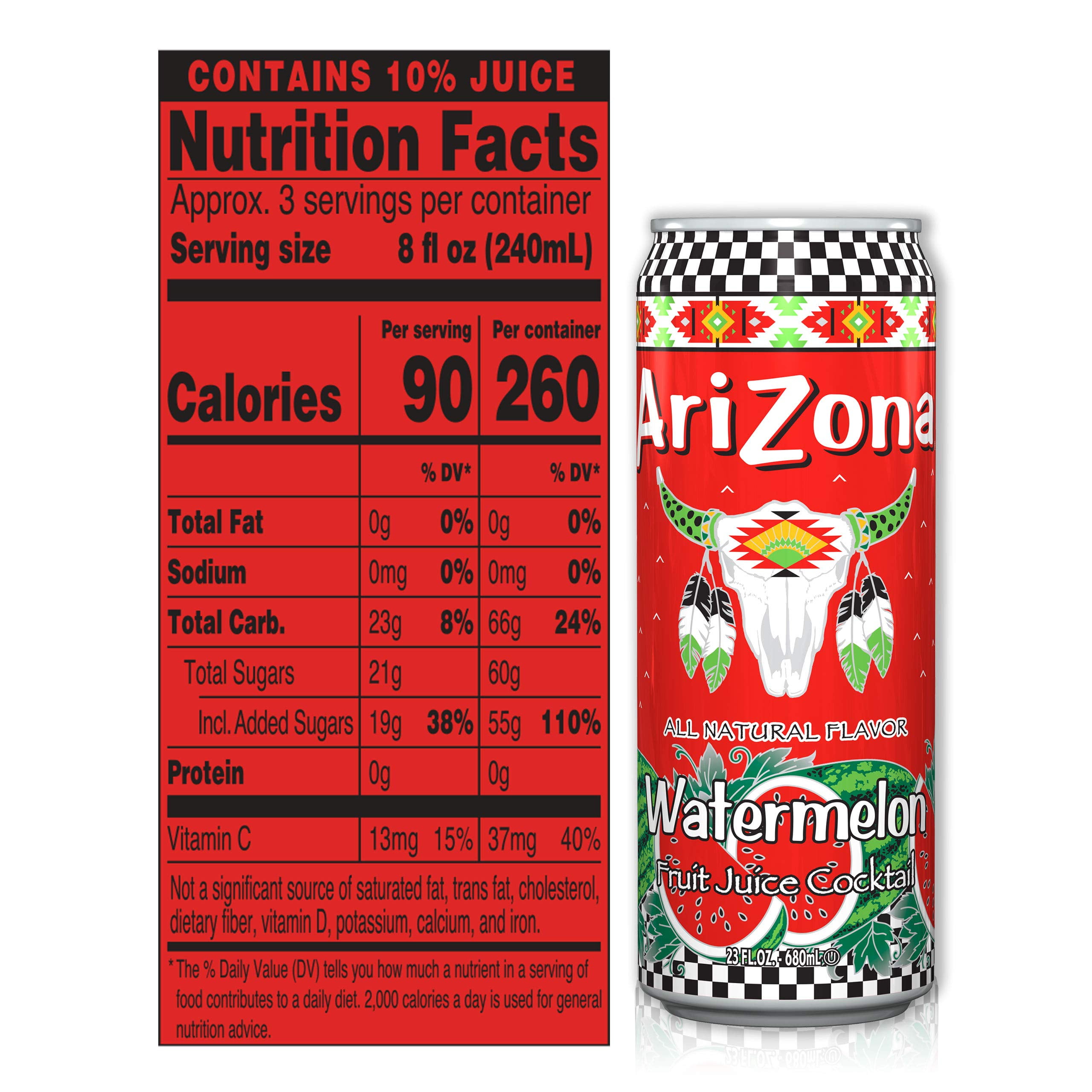Arizona Watermelon Drink Big Can, 23 Fl Oz X Pack Of 12
