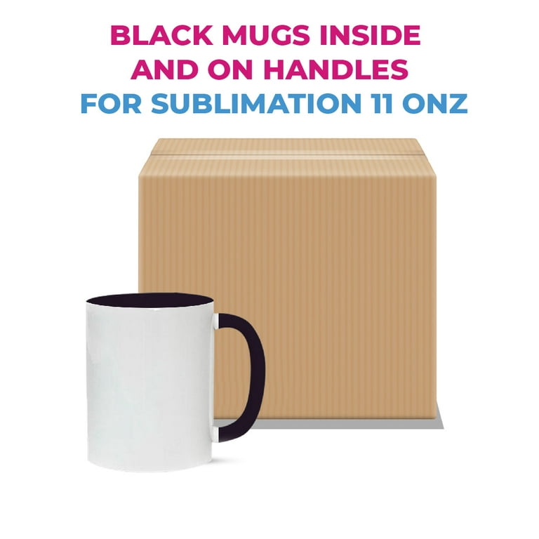 SketchLab Black mugs inside and on handles for sublimation 11 oz (box of 12  and 36 units) ,Creating Custom Coffee Mugs, heat Press Sublimation Mug,  Infusible Blank with Sublimation Ink. 