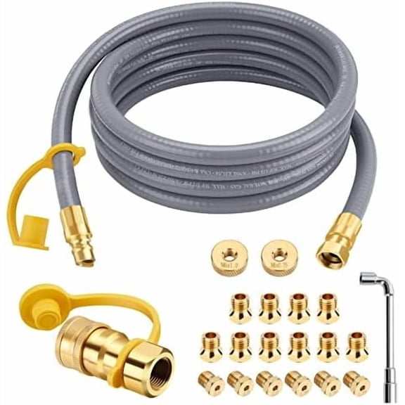 5249 Propane to Natural Gas Conversion Kit, 10FT 3/8 Inch Natural Gas Hose with Quick Connect Fitting, Compatible with Blackstone 28 Inch and 36 Inch Griddles, Tailgater or Single Burner Rec Stove