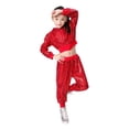 thumbnail image 2 of XXWXYD Children’s 2 Piece Dance Costum𝖾 Set with Sequined Top and Bottoms, Street Jazz Cheerleading Performance Outfit Stage Show Group Competition Sparkly Sportswear, 2 of 9