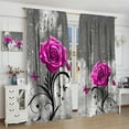 thumbnail image 4 of Pink Rose Blackout Curtains for Bedroom,Gray Raindrops Misty Glass Landscape Modern Abstract Art Butterfly Plant Flower Window Drapes Print for Girls Women Kids Living Room Bathroom 42x63in, 4 of 6
