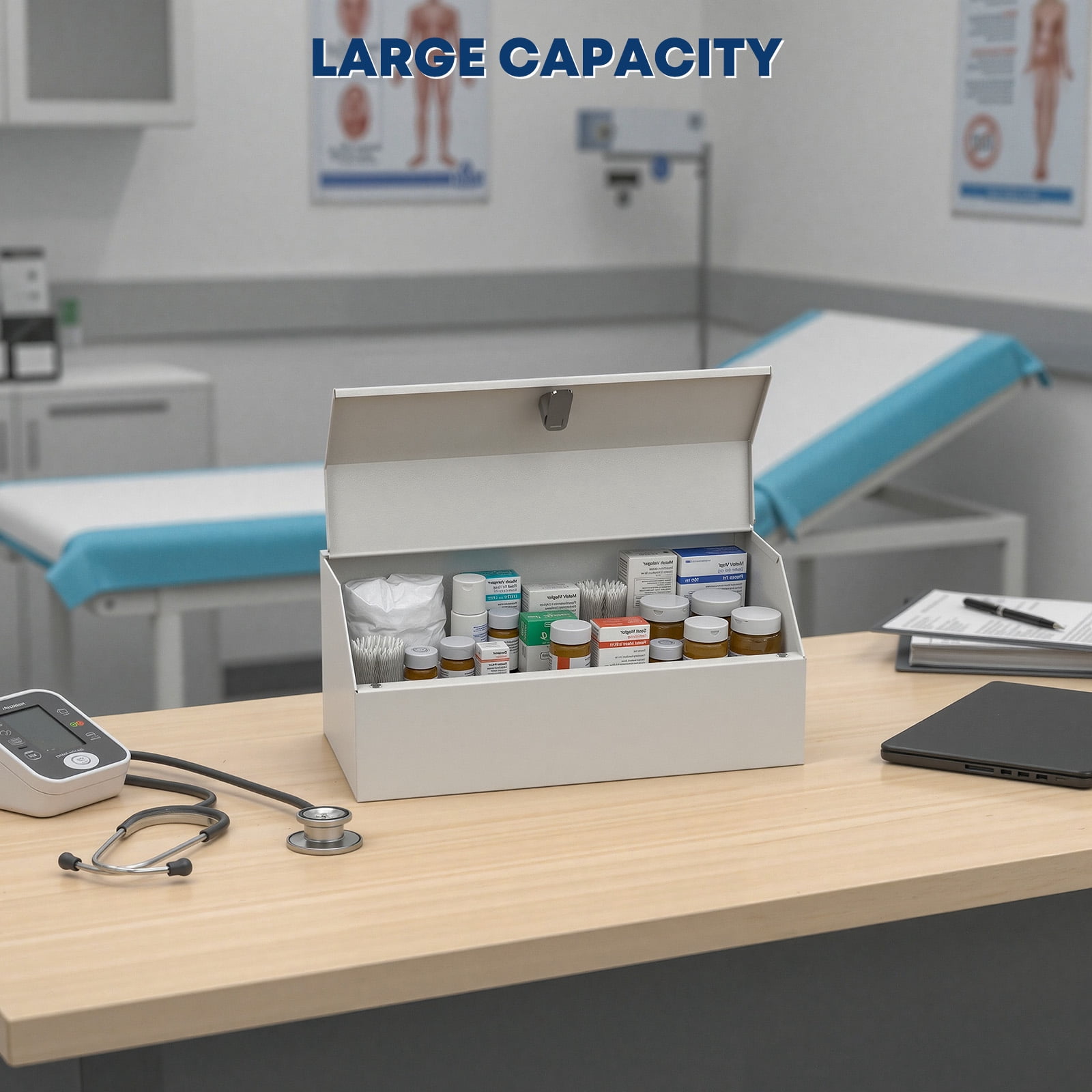 Medication Lock Box - Lockable Medicine Cabinets Wall Mount for Prescriptions and Personal Medicines