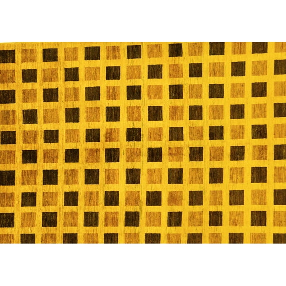Ahgly Company Indoor Rectangle Oriental Yellow Modern Area Rugs, 7' x 10'