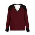 thumbnail image 4 of QUNYINEY Long Sleeve Women T Shirts Colorblock Crew Neck Tops Pullover Loose Fit Classic T-Shirt, 4 of 6