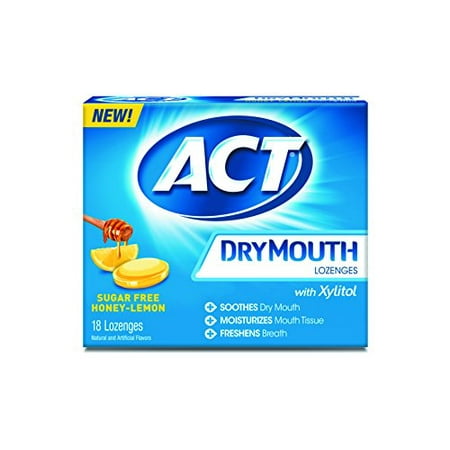 2 Pack ACT Dry Mouth Lozenges, Sugar-Free, Honey-Lemon, 18 Count each (36