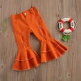 thumbnail image 2 of Coduop Toddler Baby Girls Kid Flared Denim Pants Ruffled Wide Legs Ripped Jeans 2-7 Years, 2 of 6