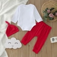 thumbnail image 4 of Bjutir Cute Toddler Baby Bodysuits Set Boys Girls Valentine'S Day Long Sleeve Letter Printed Romper Bodysuits Pants Hat Outfits For 3 Months, 4 of 7