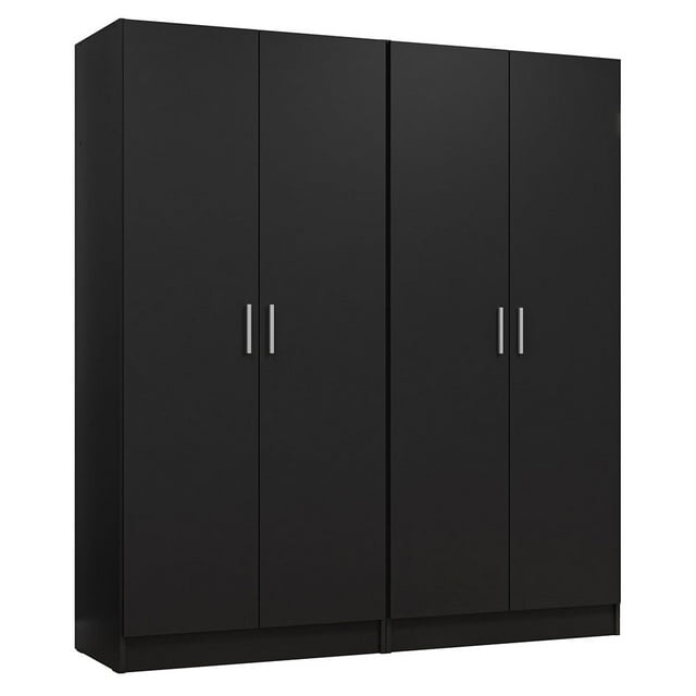 Madesa Armoire de Rangement à 4 Portes avec Grand Espace de Tablettes 63"L Armoire Utilitaire Placard Unité d'Organisation pour l'Entrée et la Chambre - Noir