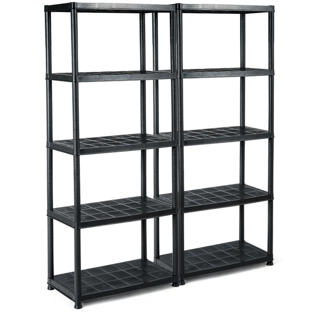 Gymax 2 Pcs Étagère de Rangement à 5 Niveaux Ventilée Autoportante Multi-Usage