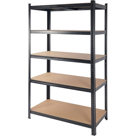 REDCAMP 5-Tier Adjustable Garage Storage Shelves with Board Garage Storage Shelving Unit, 47 Inches Wide Storage Utility Rack for Basement Warehouse Office Kitchen, Black