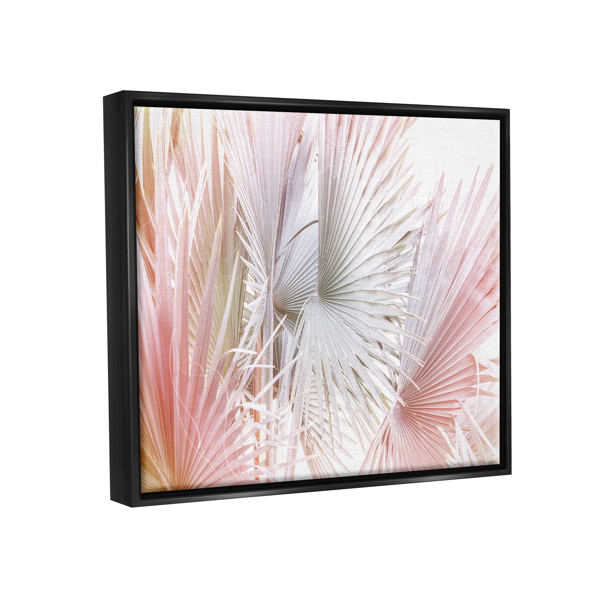Stupell Industries Pastel Palm Plant Leaves Nature Painting Black Floater Framed Art Print Wall Art, 31 x 25