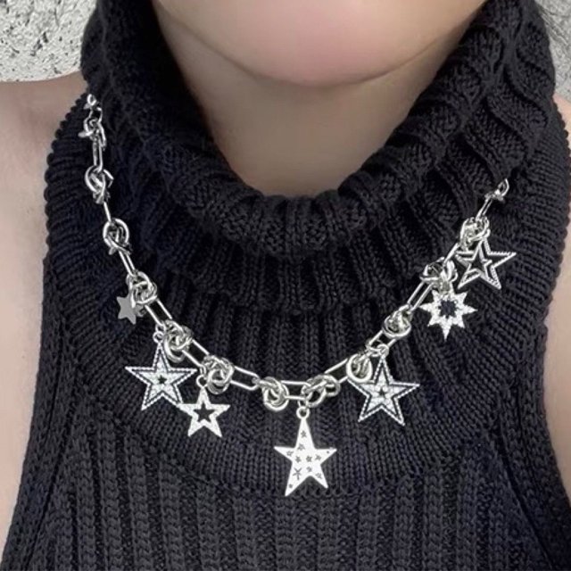 Y2K Spice Girl Millennium Spice Girl Rock Punk Hip Hop personalidad nicho collar de cadena de clavícula