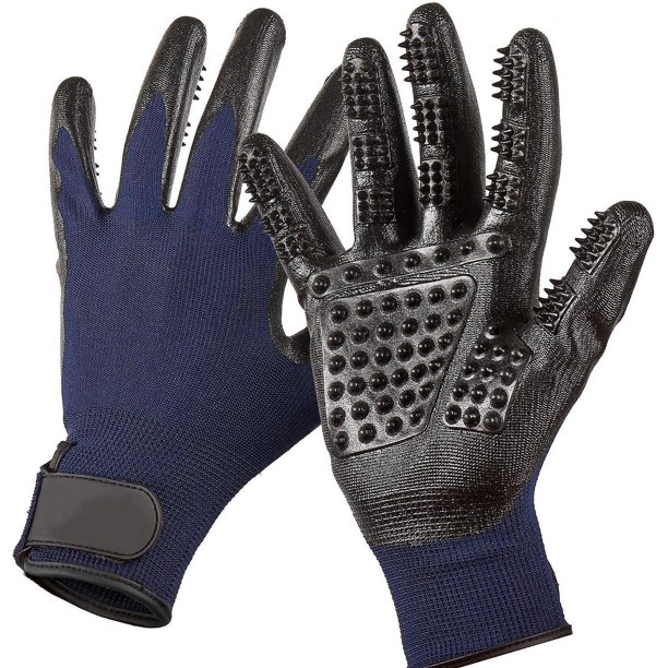 Par de guantes de aseo para perros y gatos, cepillos para pelo muerto, animales, guantes de aseo para perros, guante para recoger el pelo, guante de masaje para eliminar el pelo muerto, negr