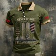 thumbnail image 2 of 9/11 25th Anniversary Men's Polo Shirt - Commemorative Graphic Short Sleeve Collared Top with Smooth Fabric for Everyday Tribute Army Green L, 2 of 3