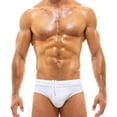 thumbnail image 2 of XDZJLR Mens Swim Briefs Fashion Bodybuild Gradient Trunks Beach Swimming Shorts Boxer Swimwear Breathable Beachwear White, 2 of 5