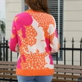 thumbnail image 5 of Floral Sweater for Women Crewneck Long Sleeve Knit Warm Pullover Tops Orange L, 5 of 5