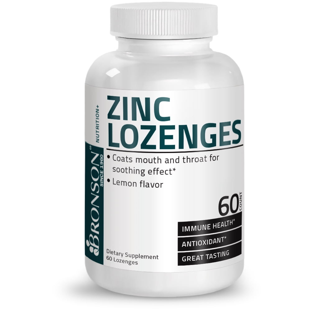 Bronson Zinc Lozenges Antioxidant & Immune Support Supplement Lemon