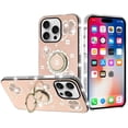 thumbnail image 2 of For iPhone 16 Pro 6.3in Case Crystal Studded Ring stand Bling + Tempered Glass, 2 of 4
