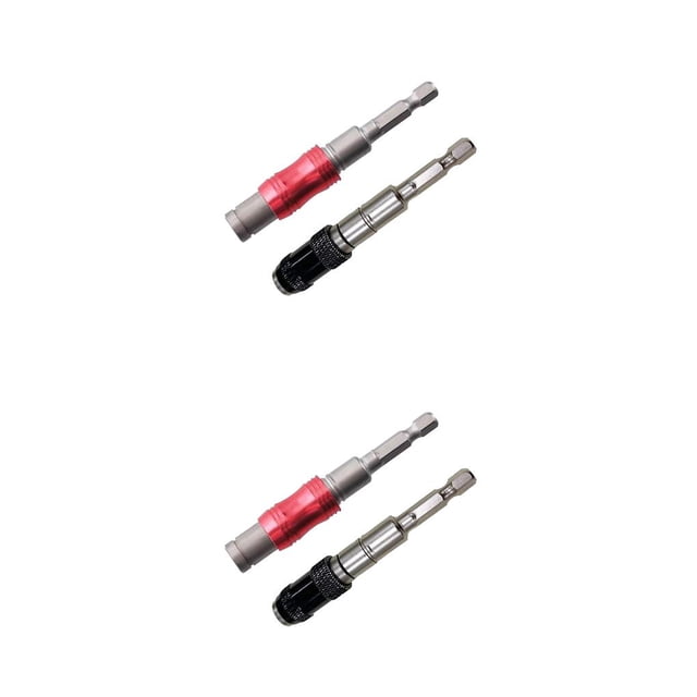 Scienceny Varilla de cambio rápido hexagonal de 1/4 , varilla de extensión resistente al desgaste, llave de conversión, soportes de punta Plata Rojo/Plata Negro 2piezas